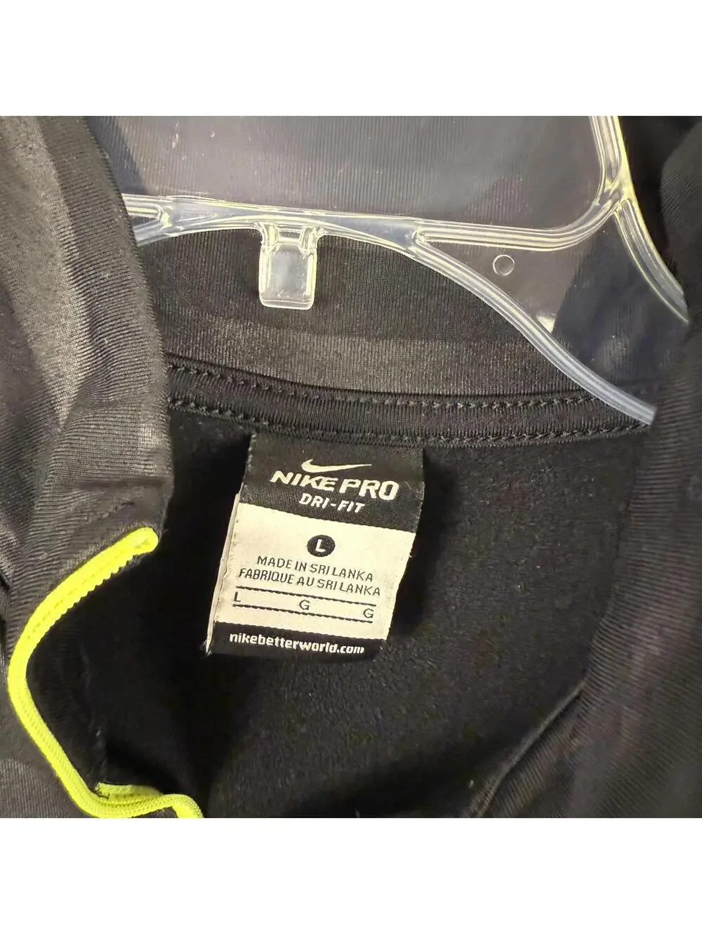 Nike Pro Dri-Fit 1/2 Zip Lightweight Running Pullover Black Yellow Large 855